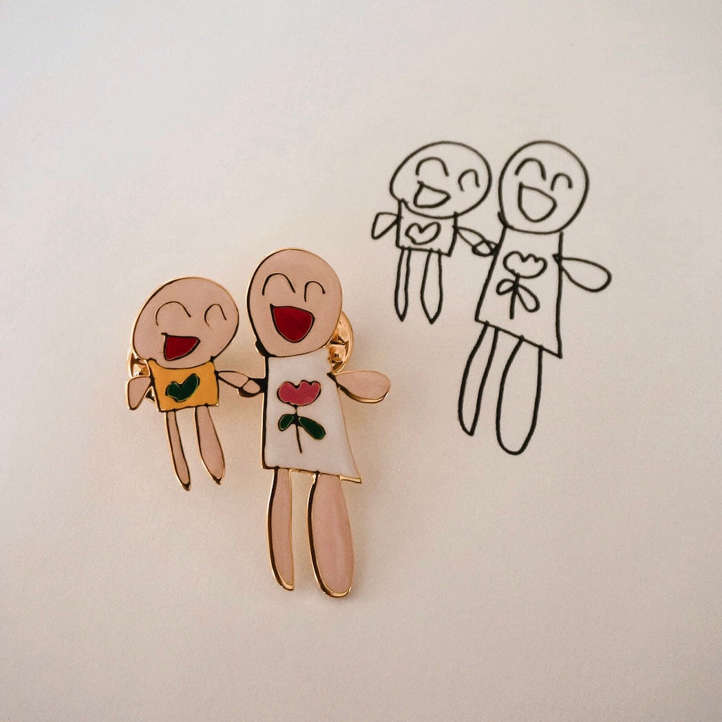 Colored handwriting brooch