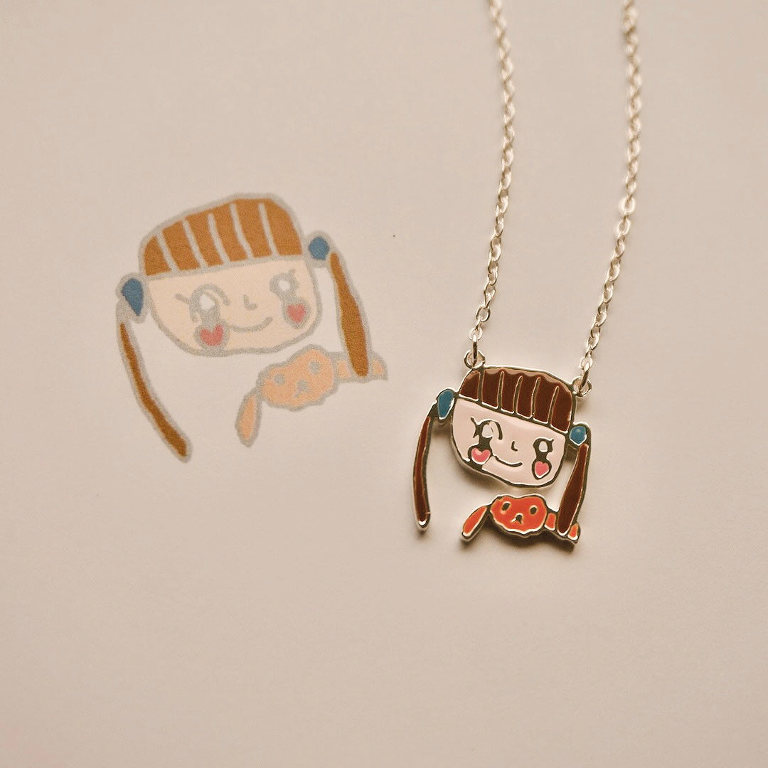 Colored handwriting necklace