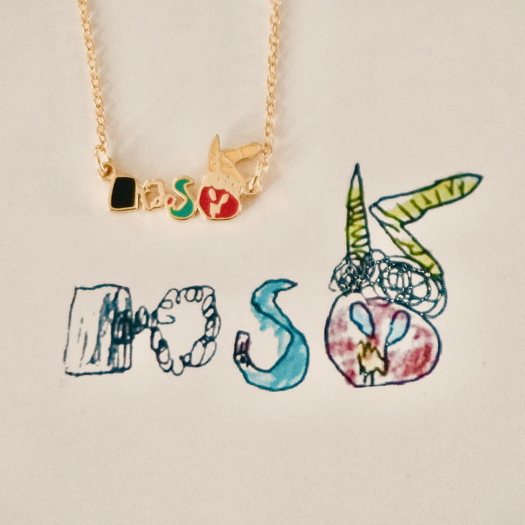 Colored handwriting necklace