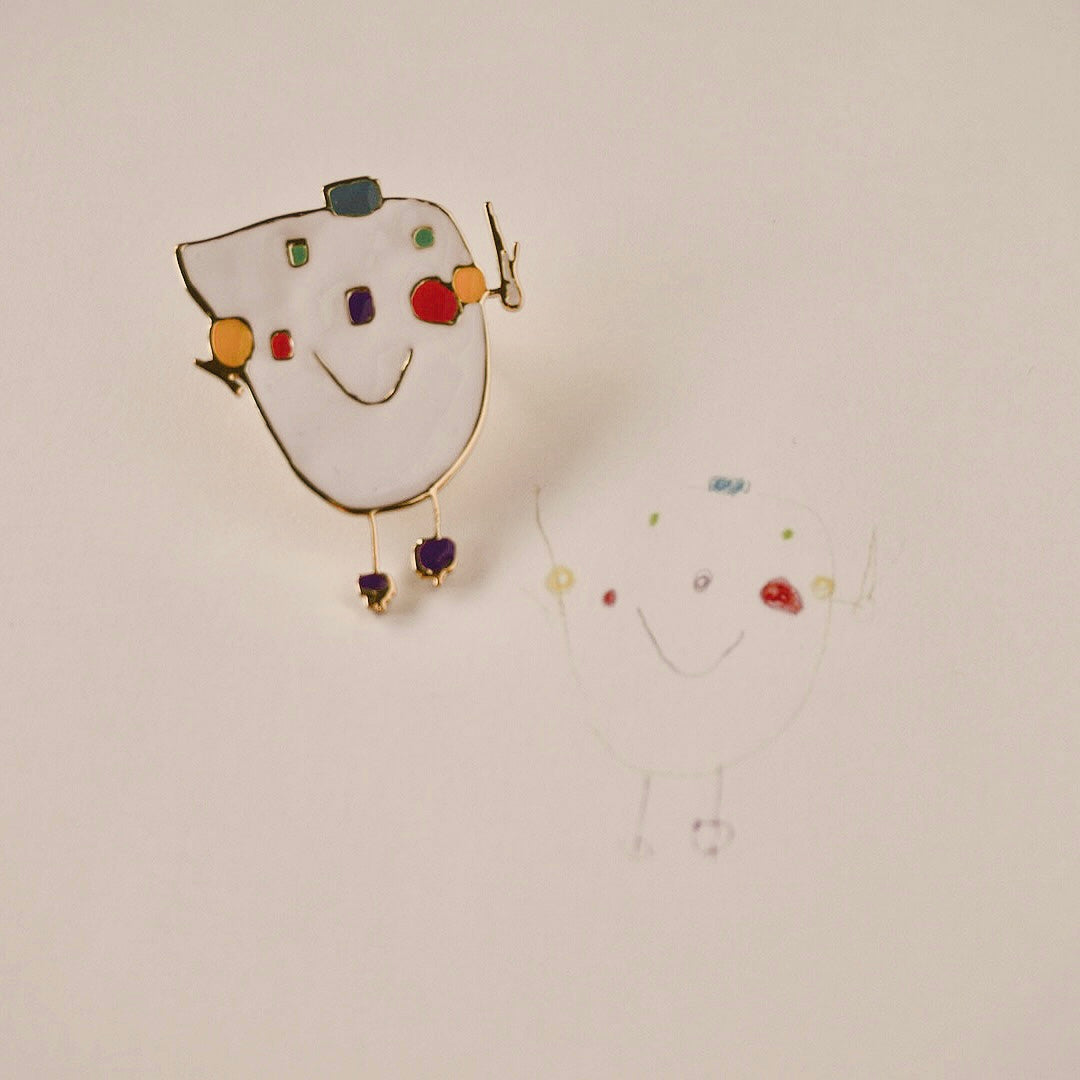 Colored handwriting brooch