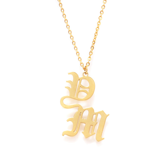 2 letters Name Necklace (choose from 14 fonts)